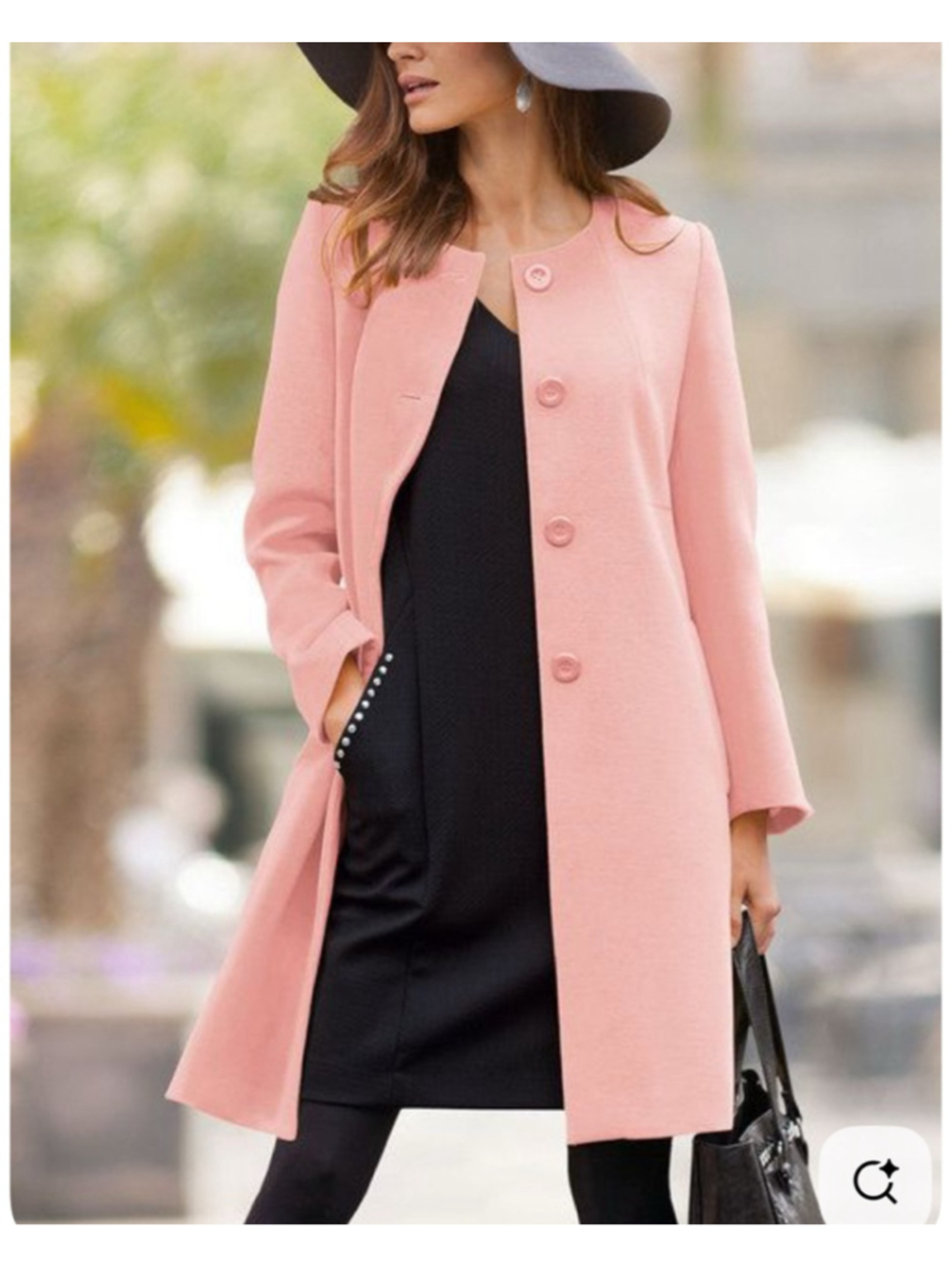 Together Light Pink Collarless Pea Coat Button Front Pockets Size 14 Pre-Owned